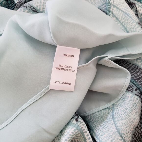 Parker 100% Silk Floral Palm Print High-Low Short Sleeve Midi Dress - Picture 10 of 12